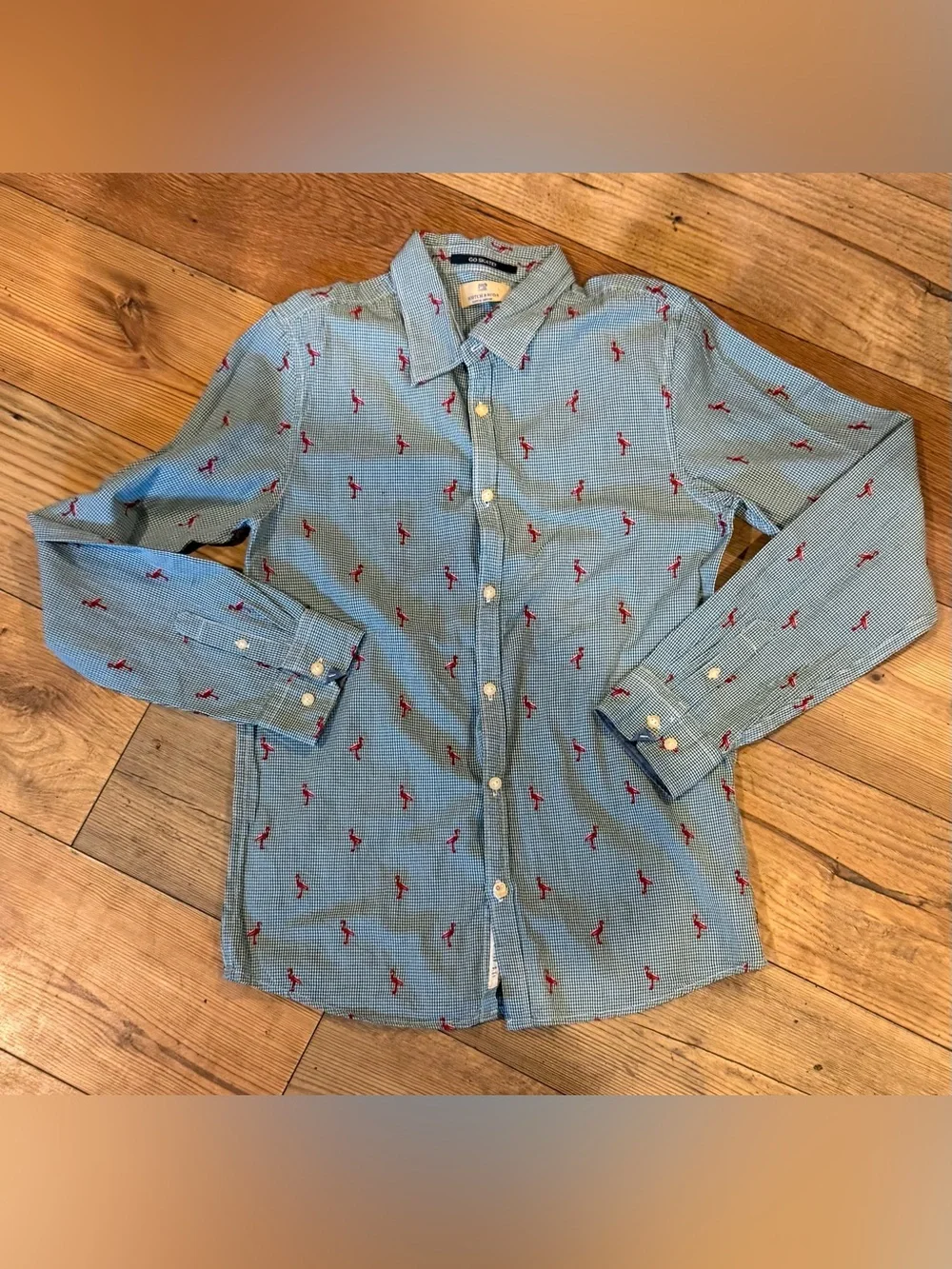 Scotch & Soda Go Skate boys size 12 flamingo long sleeve button down shirt